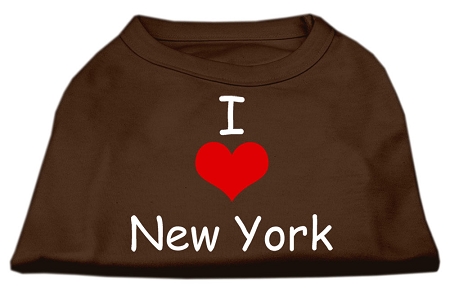 I Love New York Screen Print Shirts Brown XS